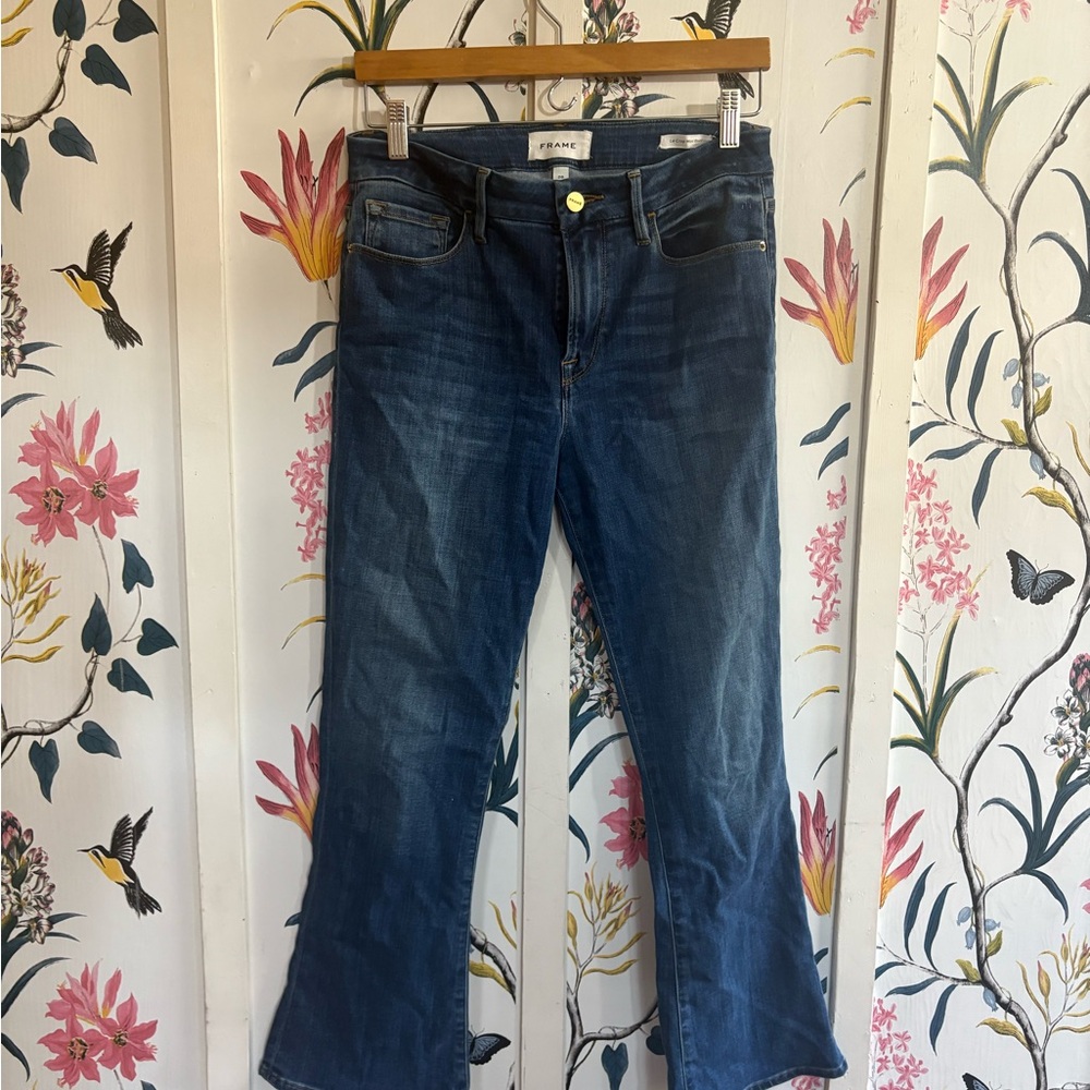 Frame Denim Blue Flare Wide Leg Jeans